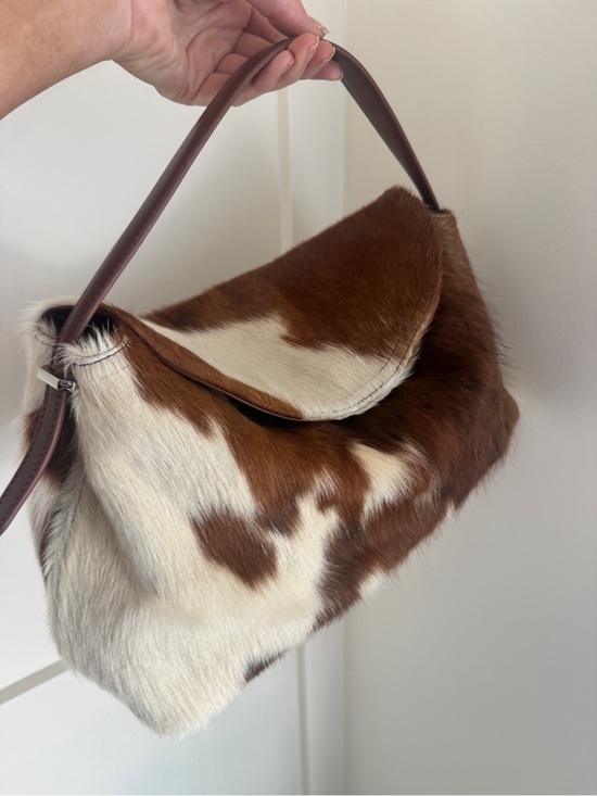 Handbags - Cowhide Shoulder Bag in Brown & White